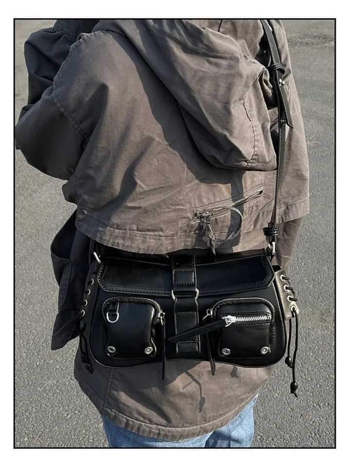 JIAERDI Vintage Y2k Handbags Women 2023 Hot s Harajuku Pockets Solid Shoulder Bag Female Causal Black Underarm Bag Z250903