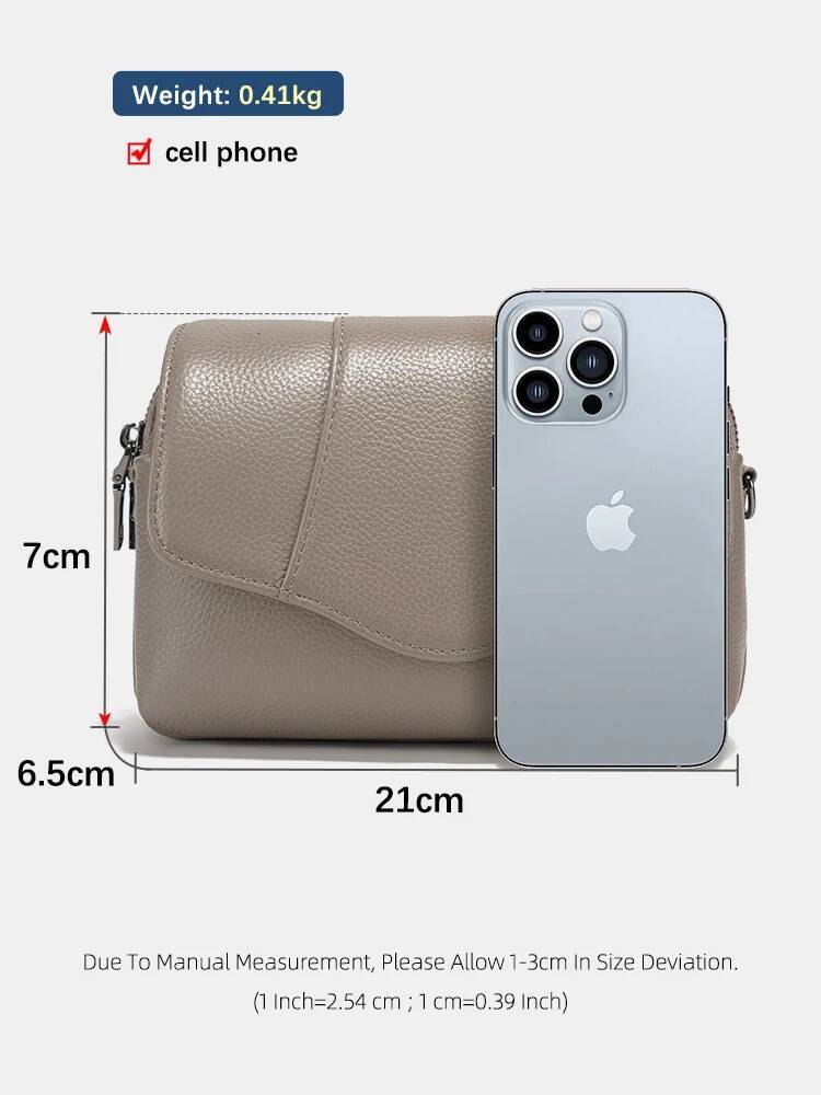 Zency 2025 Genuine Cowhide Leather Crossbody For Women Simple Multi-Compartment Shoulder Handbag 0905