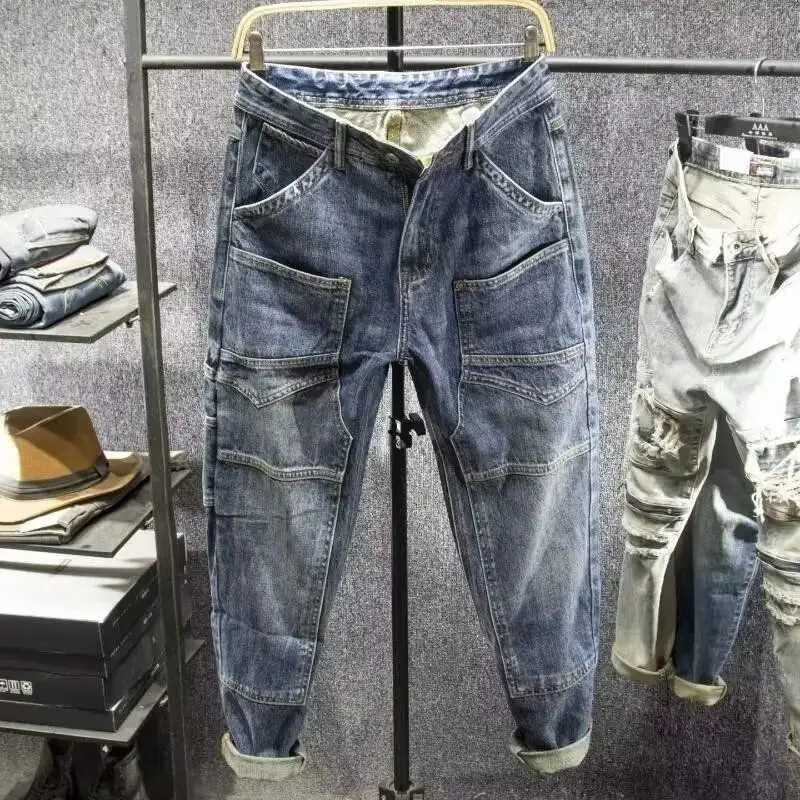 Spring Autumn 2025 Slim Casual Pencil Pants for Men New Korean Style Workwear Jeans Loose Straight Harlan Vintage Long Trousers W250905