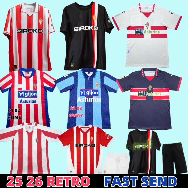 fans 25 26 Sporting de Gijon men kids kit 2025 2026 David Villa Djurdjevic Djuka Manu Garcia G. Football Shirt