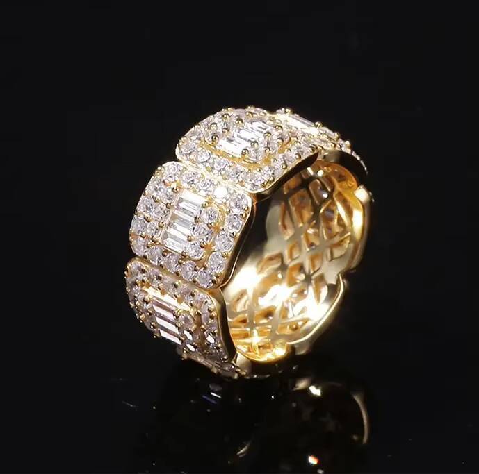Men Rings Baguette Diamond Band Ring Real VVS Baguette Diamond Wedding Band Iced Out Moissanite Iced Out Diamond Ring