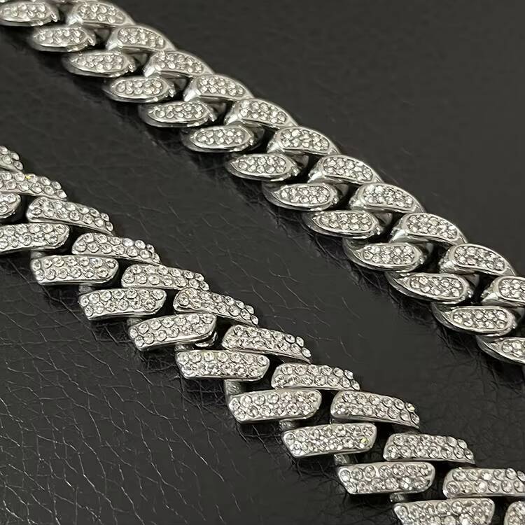 GZYS JEWELRY Wholesale Waterproof 12mm Stainless Steel Moissanite Moissanite Cuban Link Chain Necklace