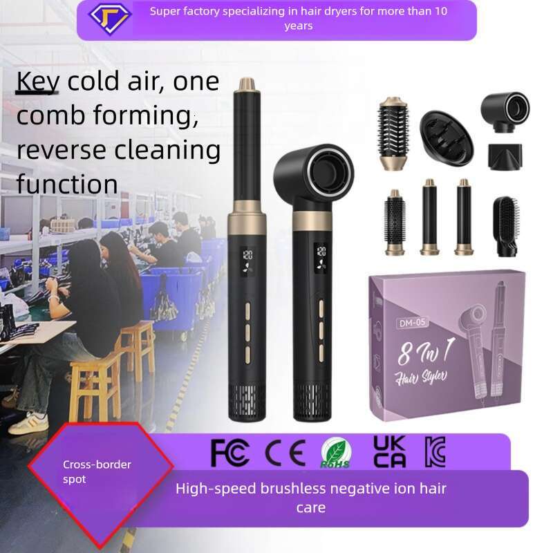 Designer Brand High Speed Multi Function Head Replacement Electric Brushless Hair Dryer Straight Curling Iron Hot Air