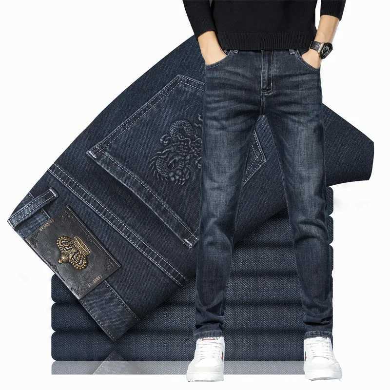 Men Straight Slim Fit Jeans Small Embroidered Trendy Brand Jeans Casual Occasions Cotton Material Spring Autumn Style W250905