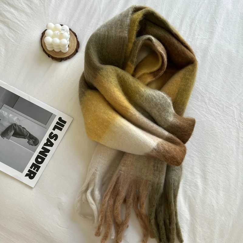 Winter Multicolor Stripe Scarf Cashmere Thick Shl Women Long Winter Warm Wrs with Tassel Scarf For WomenXJ250905