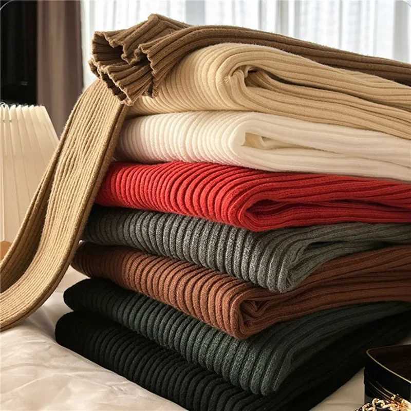 Women Long Sleeved Turtleneck Sweater Harajuku Pullover Women Knit Sweater Slim Elastic Korean Simple Basic Jumper Solid Tops Z250905