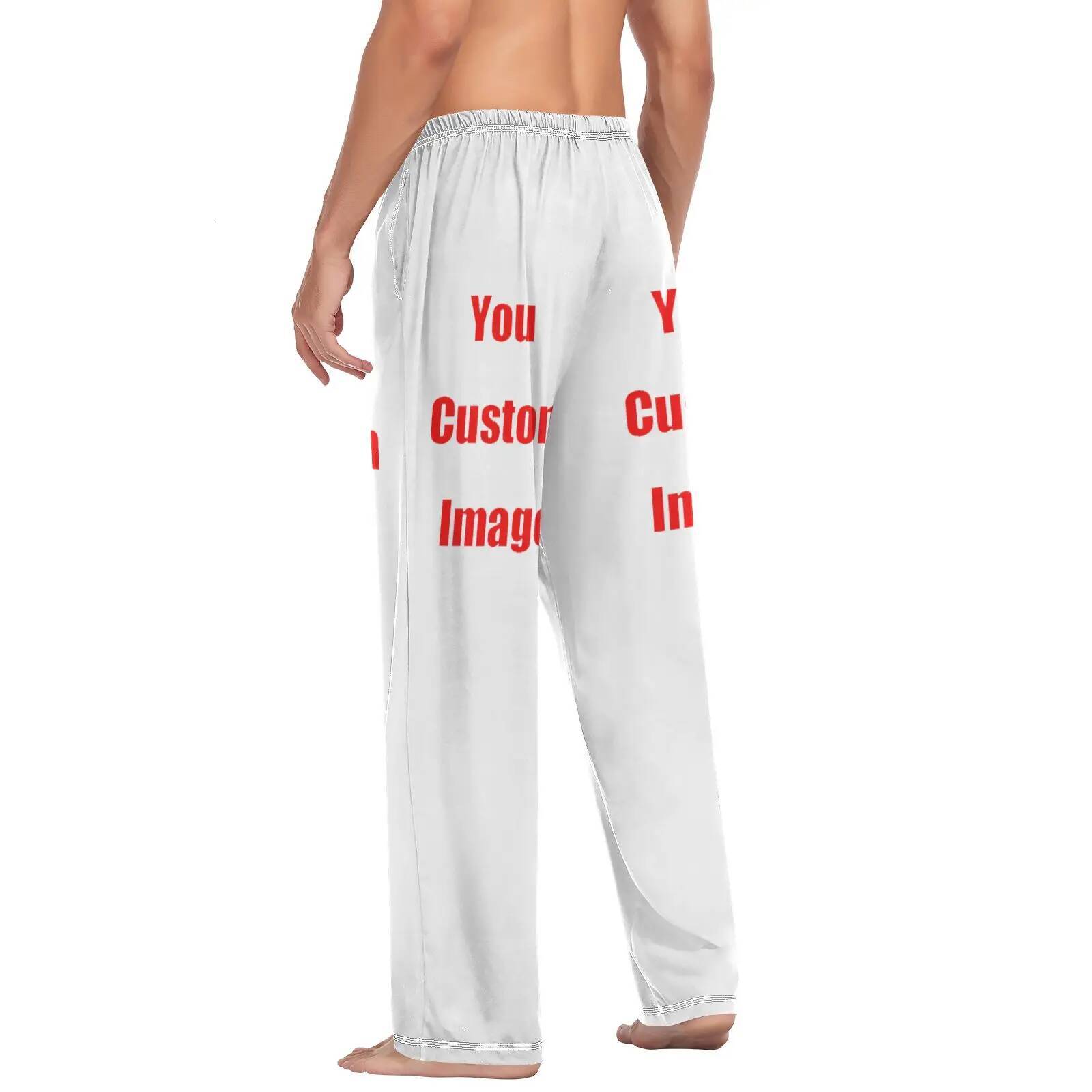 Loose Men's Pama Man Custom Image Design Home Sleepwear Spring Autumn Trousers For Men Pijama Elastic Long Pants pyjama