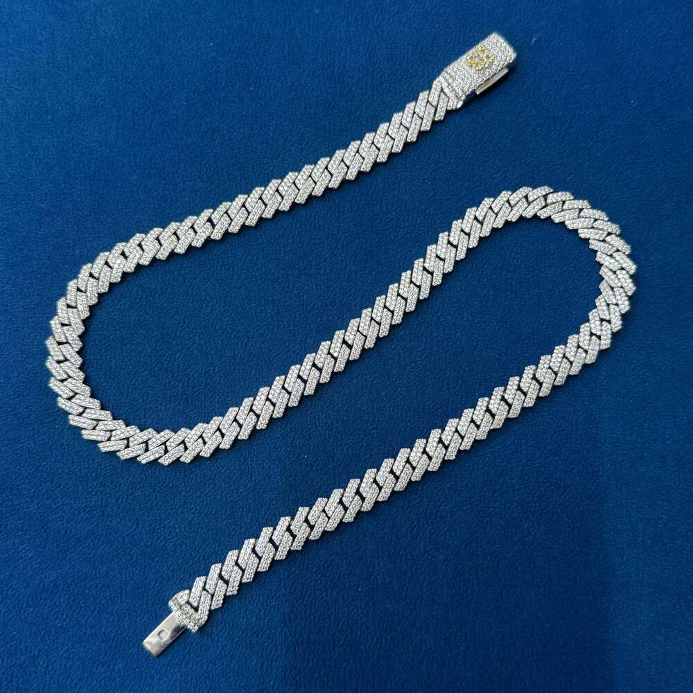 Hot Sale Moissanite Dia Sterling Sier 10MM Fully Iced Out Hip Hop Style Cuban jewellery Link Chain Custom Clasp