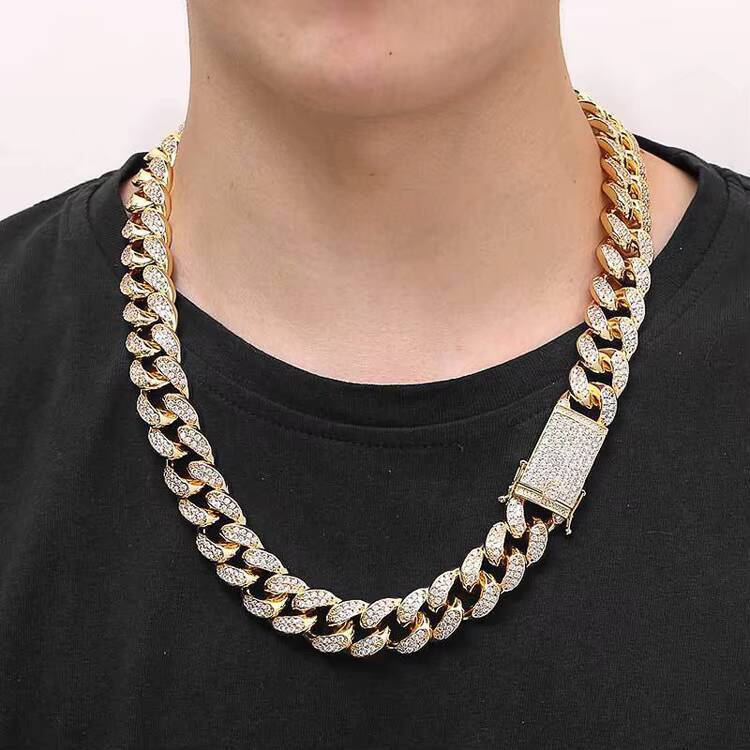 GZYSY JEWELRY Hip Hop Jewelry Vendors 19mm Iced Out Necklace Gold Heavy Diamond Necklace Cuban Link Chain
