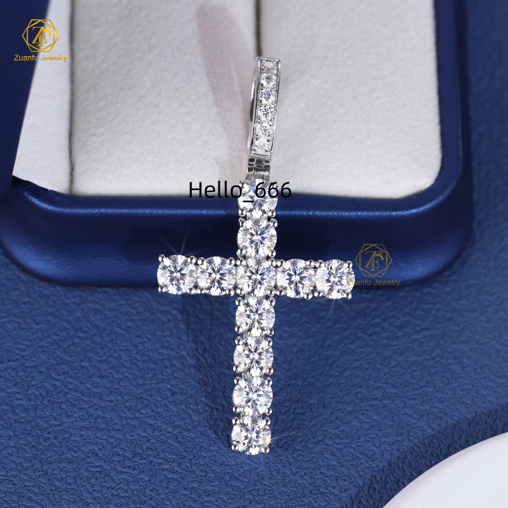 Wholesale Price Silver 925 Iced Out Hip Hop Jewelry Men Women Moissanite Diamond Cross Pendant Custom 5mm 65mm 7mm 8mm 9mm