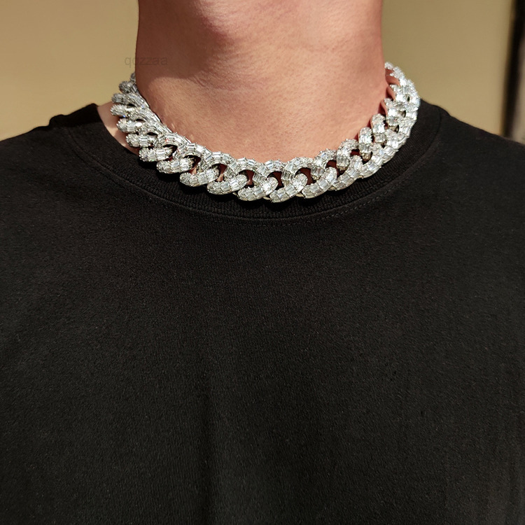 GZYS JEWELRY Wholesale 21MM Men Ice Chains Hip Hop Iced Out Jewelry Cuban Link Chain Diamond