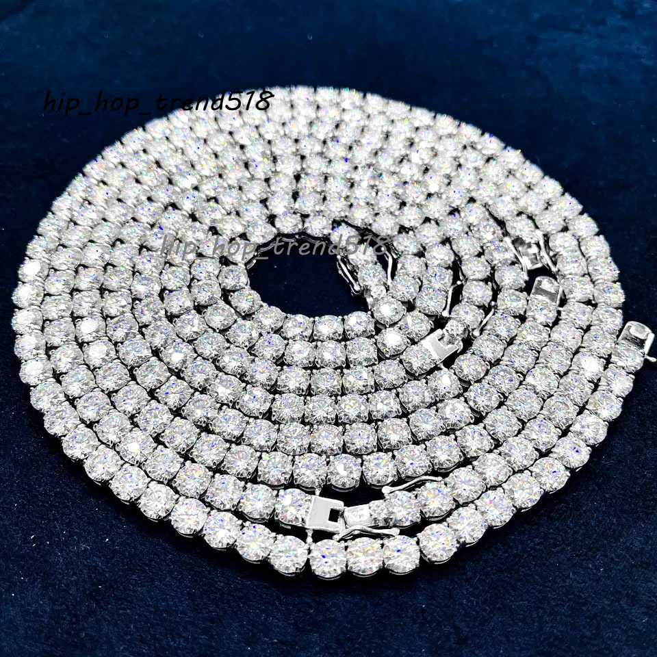 Fine Moissanite Jewelry 65MM With 925 Sterling Silver D Vvs1 Diamond Necklaces Moissanite Tennis Chain Bracelets for Men Women