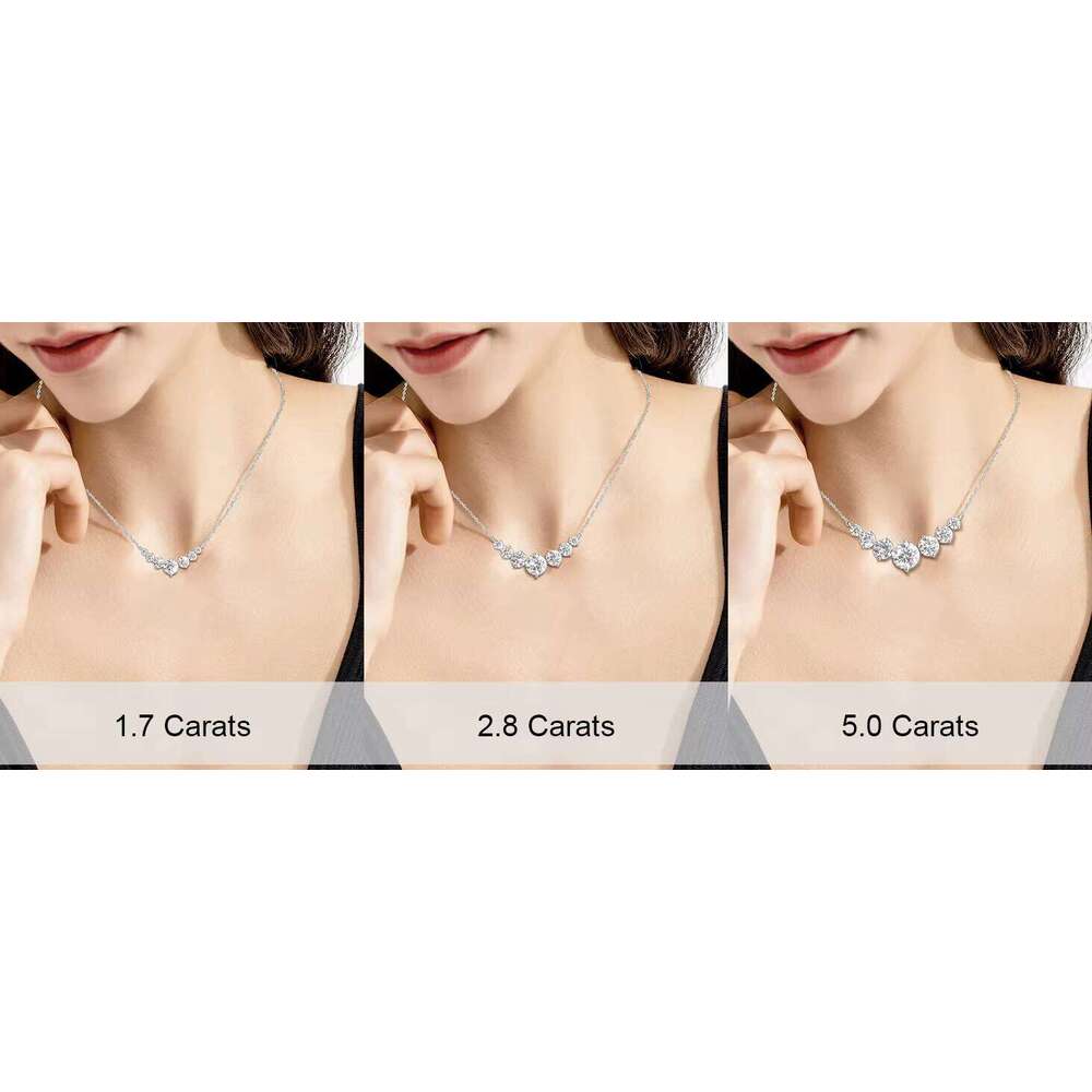 Moissanite Pendant 1.7CT/2.8CT/5CT VVS1 Lab Created Dia Necklace Anniversary Romantic Women Gifts S Sterling Sier Chain
