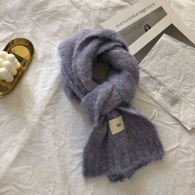 Fashion Pure Color Winter Warm Kniited Scarf for Women Korean Style Neckercheif Girls Skinny Cashmere Scarfs For WomenXJ250905