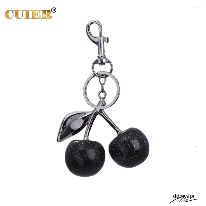 Keychains 1Pc Cute Pearl Bracelet Cherry Fruit Keychain Bag Ddmydec Charm Black Red Jelly Cherrys Key Chain Ddmydec