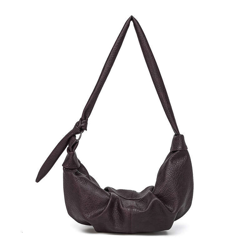 2025 Lazy Casual Versatile Horn Single Shoulder Crossbody Korean Style Large Capacity Soft Leather Sweet Cool Dumpling Bag