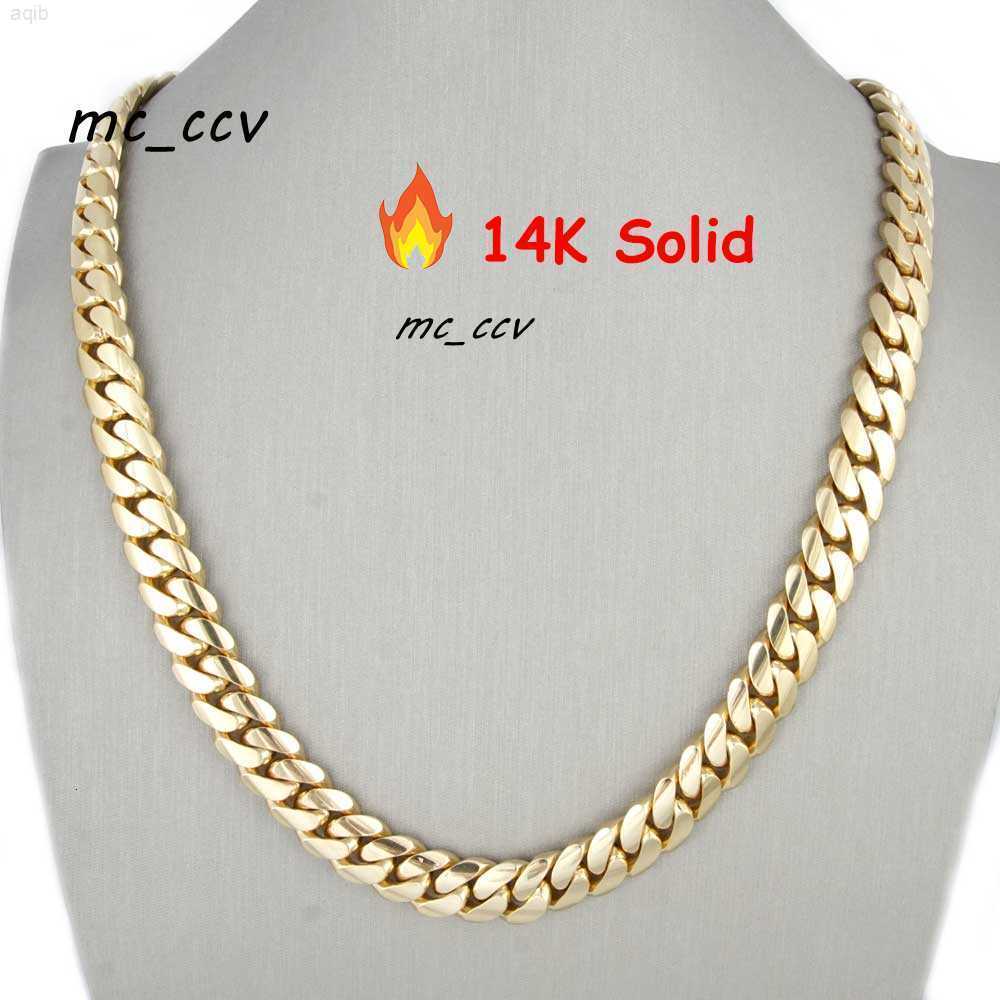 Hip Hop Jewelry Design Luxury Custom 14k Real Yellow Gold Heavy Plain Miami Cuban Curb Link Chain for Men