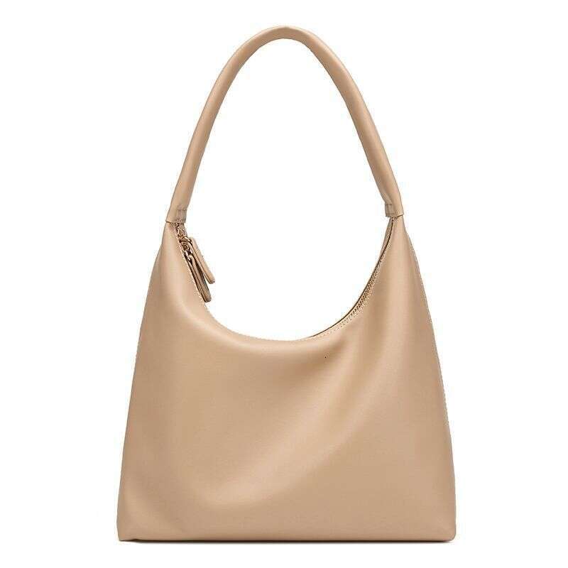 Underarm for Women 2025 Korean Style New Milk Tea Color Simple Handheld Soft Leather Dumpling Bag