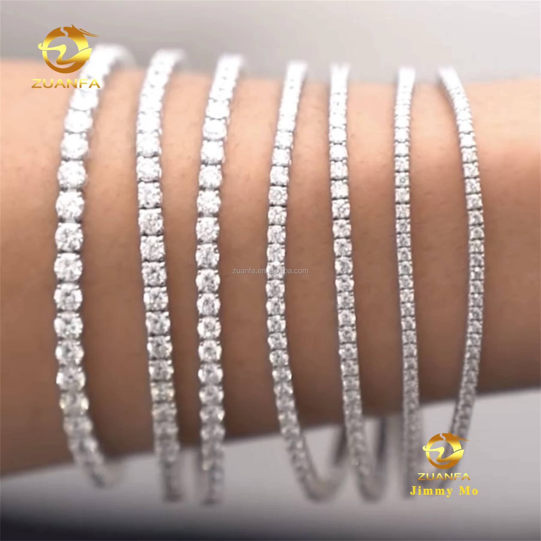 Customized Classic Style 10k Real Gold 2mm 3mm 4mm 5mm Luxury Hip Hop Jewelry D Color Lab Grown Diamond Tennis Chain Bracelets