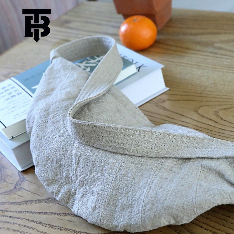 TB BHULAMTE Designer Bag New 2025 Simple Artistic Cotton Linen Crossbody Dumpling Canvas Bag Niche Design Casual Underarm Handbag Luxury Bag Waist Bag
