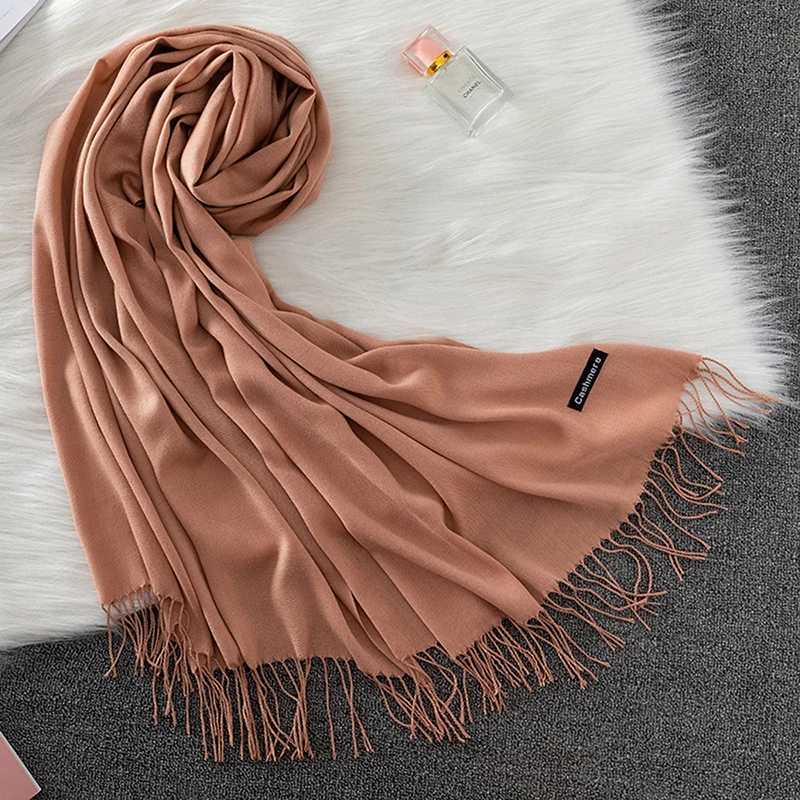Luxury Brand Solid Women Cashmere Scarf Autumn Winter Warm Shls Wrs 2021Mens Tassels Scarves Female Foulard MujerXJ250905