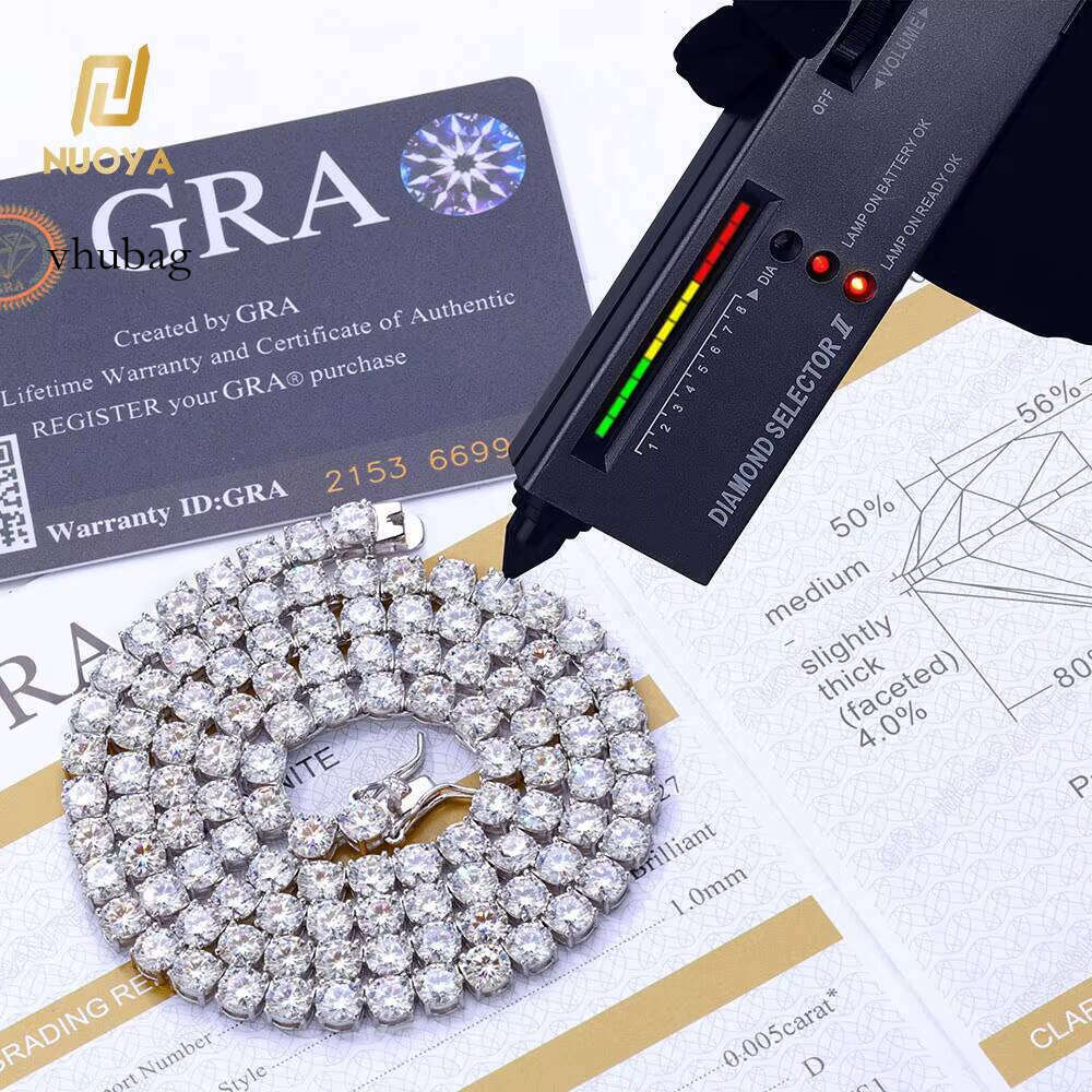 Silica stone, chilled round shape, high-grade cutting, Sier tennis chain, diamond necklace, women's jewelry