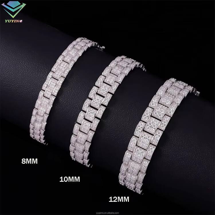 New Design Mossanite Cuban Bracelet Fine Jewelry 8mm 10mm 12mm S925 Silver Moissanite Bracelet VVS Lab Diamond Cuban Bracelet