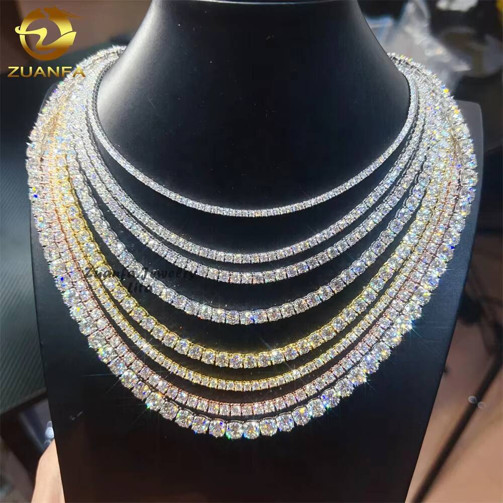 Pass Diamond Tester GRA Certificate 3MM 4MM 5MM Hip Hop Tennis Necklace Bracelet 925 Sterling Silver VVS Moissanite Tennis Chain