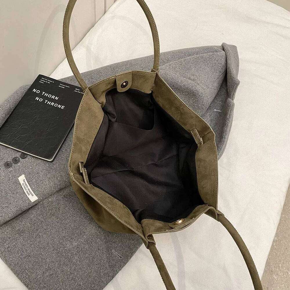 LEFTSIDE Large Nubuck Leather Tote Bags Lady Shoulder Bag For Women 2024 Winter New Korean Fashion Y2k Retro Handbags And Purses