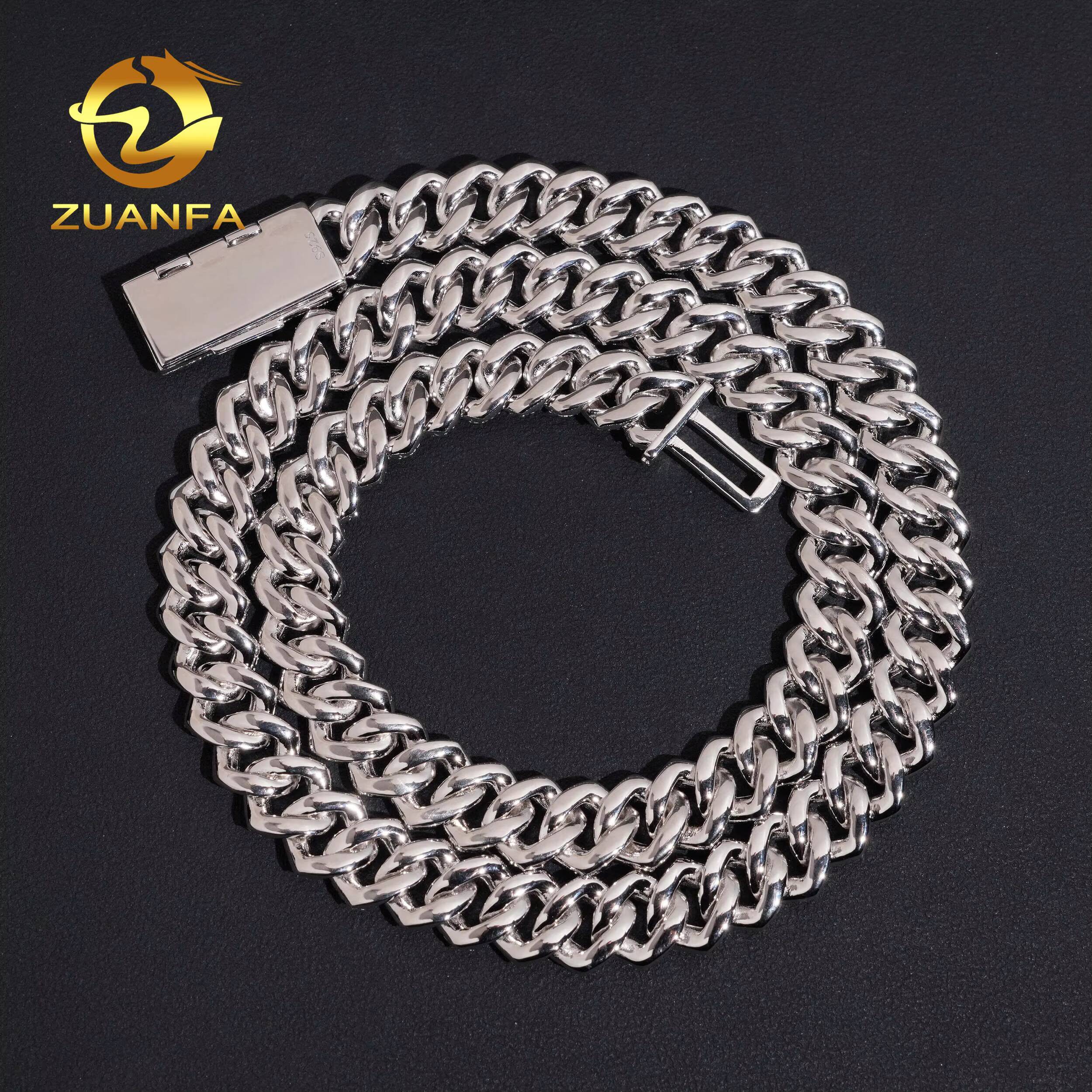 Luxury Fashion Hip Hop Jewelry Men Cuban Necklace Sterling Silver 925 D Color VVS Moissanite Diamond 12MM Cuban Link Chain