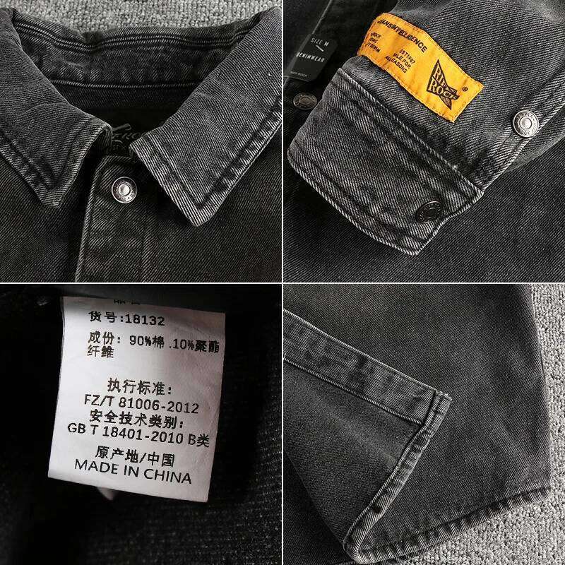 8132# 2024 Spring and Autumn New American Retro Denim Jacket Men's Simple 90% Cotton Washed Old Casual Double Pocket Loose Coat