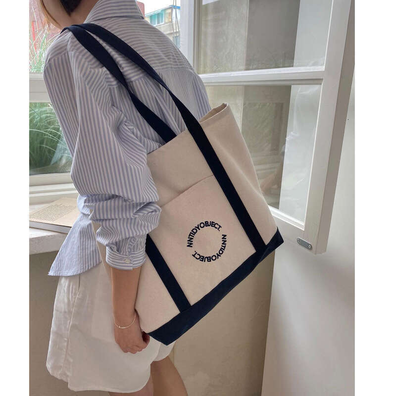 Canvas for Women Large Capacity 2023 New Zipper Student Commuter Versatile Tote Bag