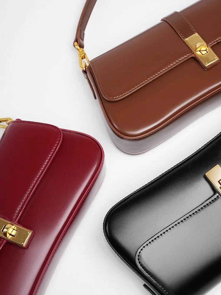 Genuine Leather Women Baguette Shoulder Cowhide Solid Color Handbag Underarm Fashion Ladies Shopping Bag Gift