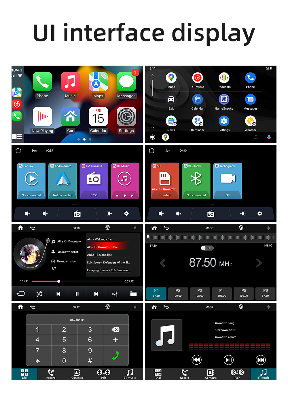KOWANKIT 9 inch Wireless CarPlay Android Auto Touch Screen Plug & Play HD Car Monitor WiFi BT Airplay Universal Fit for Cars H509F