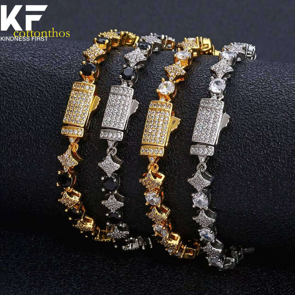 Hip Hop 6mm Sparkling Moissanite Star Dia Sterling Sier Tennis Bracelet