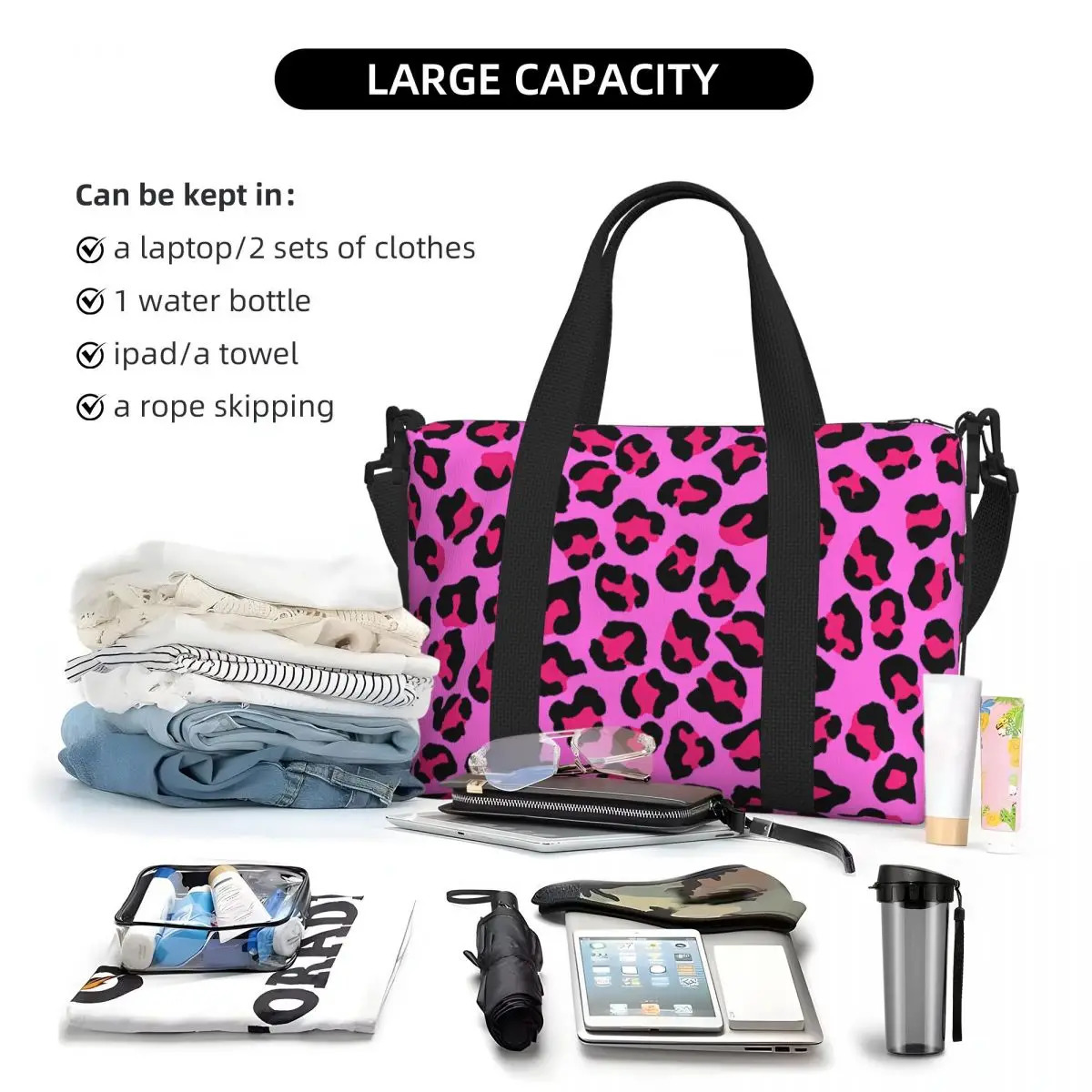 Custom Large Leopard Cheetah Seamless Pattern Tote Bag Women Animal Skin Print Spots Shopper Shoulder Beach Gym Travel Bag 250903