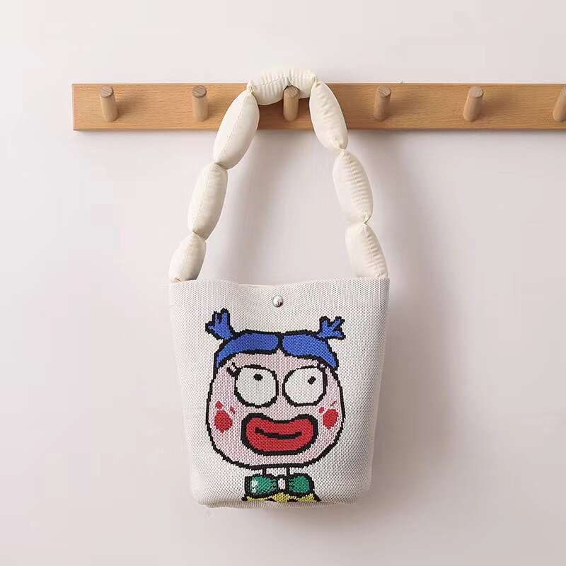 Knitted Handbag Casual Versatile Drawstring Tote Gift Packaging Souvenir Lunch Water Bucket Bag