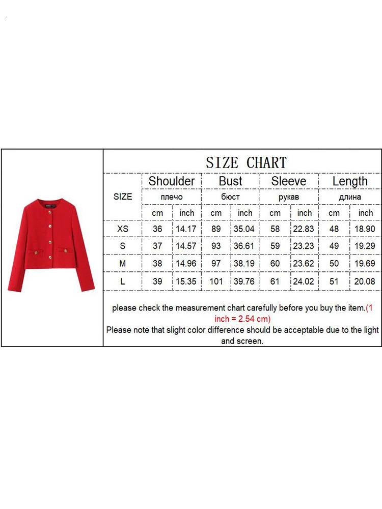TRAF Womens Red Cropped Jacket 2025 Spring Office Ladies Long Sleeve Short Coats Fashion Casual Streetwear Outerwears250905