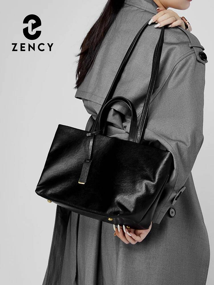 Zency Genuine Leather Women's Single Shoulder Soft Capacity Tote Large Bag