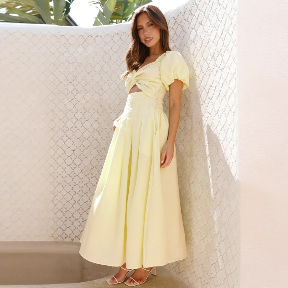 2025 Spring Summer Sexy Slim Fit Sexy Hollow Out Womens Highend Slim Fit Backless Vacation Style Midlength Dress