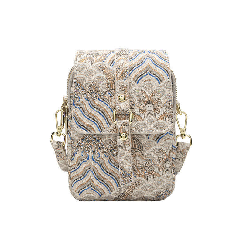 New Chinese Niche Design Ancient Style Elements Double Zipper Large Capacity Phone Versatile Shoulder Crossbody Bag