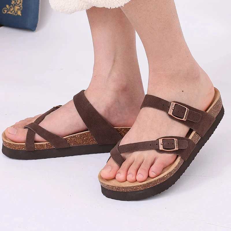 Shevalues New Fashion Cork Sandals Women Classic Cork Suede Footbed Slippers Female Summer Beach Sandals With Adjustable Buckle W250905