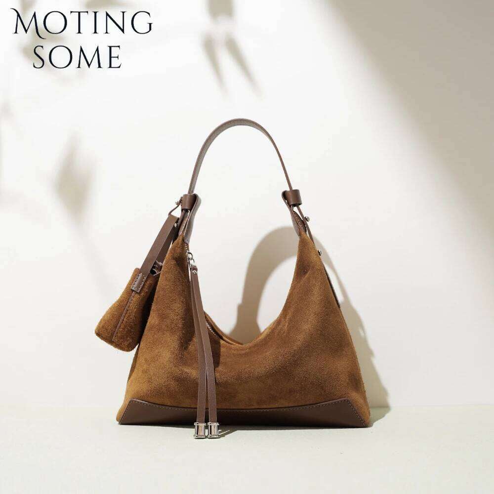 Motingsome 2025 New Suede Genuine Grade Women Classic Handbag Stylish Underarm Bag Commuter Cross Shoulder Messenger Tote