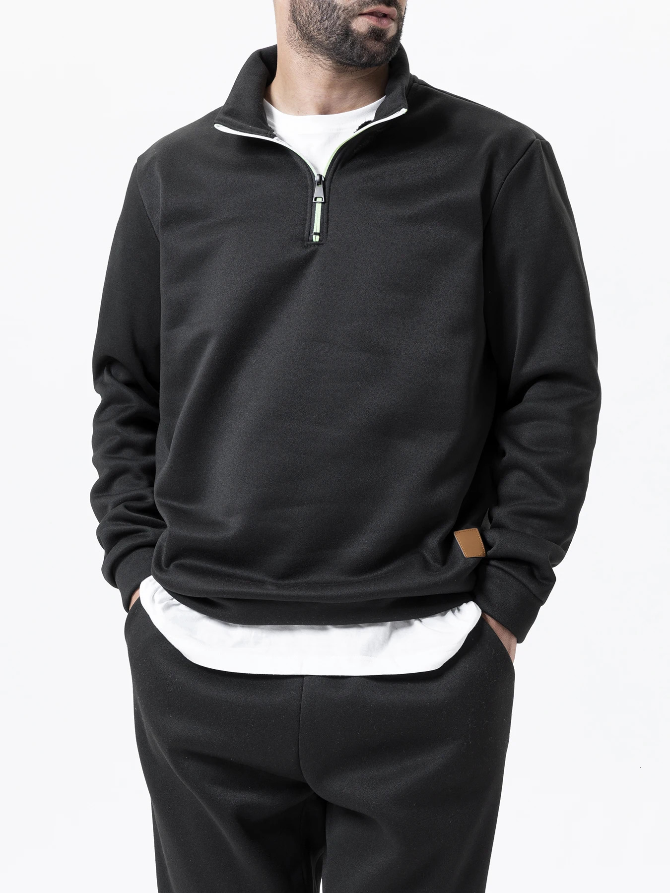 Autum Mens Turtlenecks Sweaters Knitwear Daily Casual Pullovers Solid Color Fleece Warm Sweatshirt Loose Fit Male Streetwear 250905