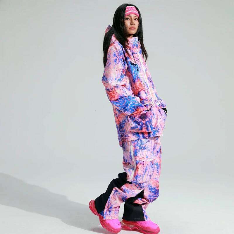 Outdoor Set Professional Snowboard Outfit Warm Waterproof Windproof Abrasion-Resistant Loose Ski Pants Women Snow Suit