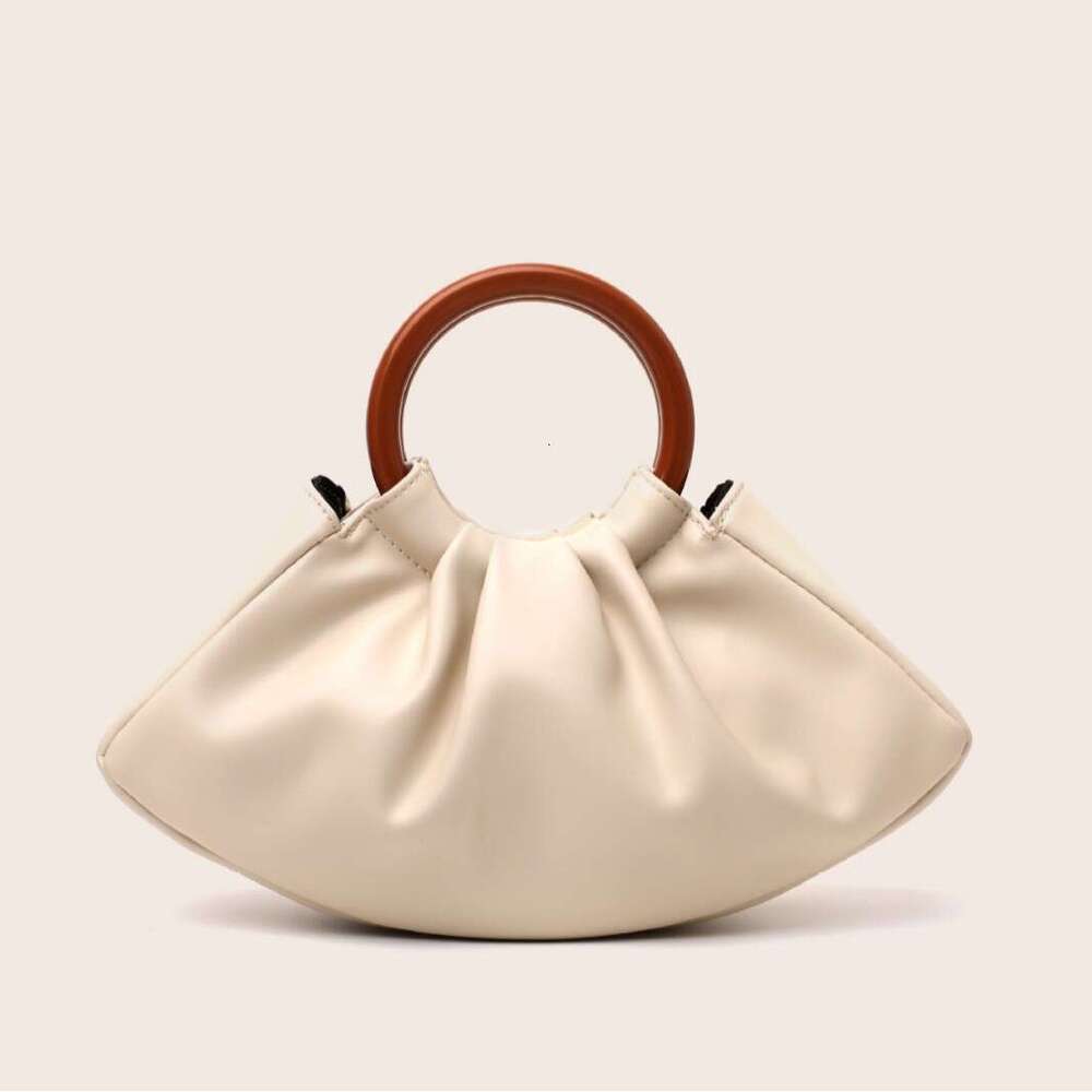 Handbag Pleated Tote Cloud Evening Solid Wood Cute Clutch Women's Bag