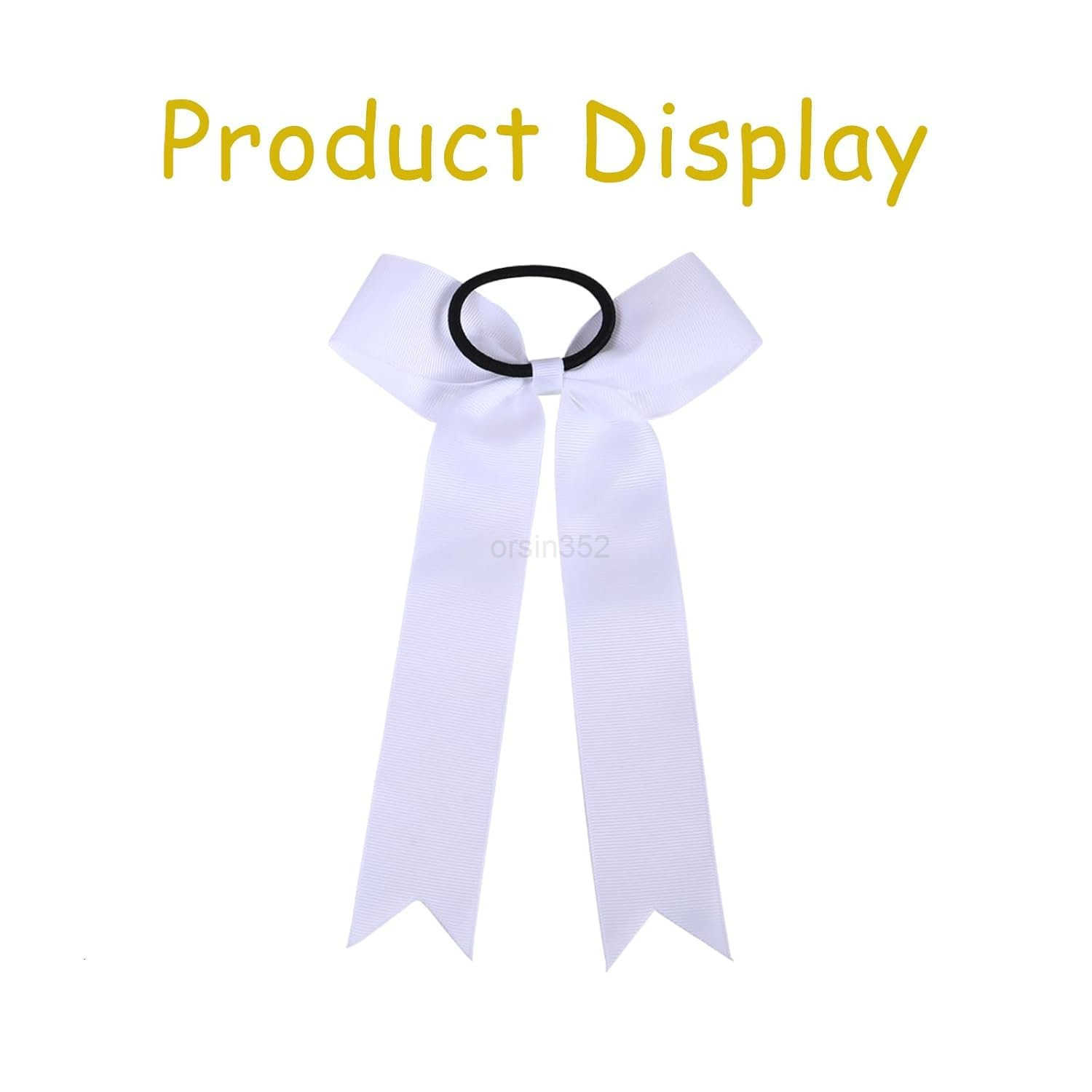 16Pcs Cheerleading Bows Long Tail Skinny Cheer Hair Bows Grosgrain Ribbon Elastic Bands Handmade Ponytail Holder for Cheerleading Girls School College