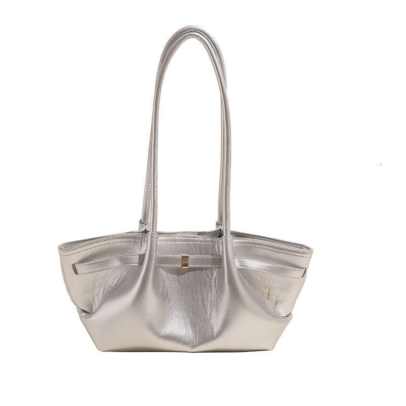 DHEssentials 2025 Korean Style Tote Bag, Oil Wax PU, Large Capacity, Pleated Double Straps, Black/White/Red