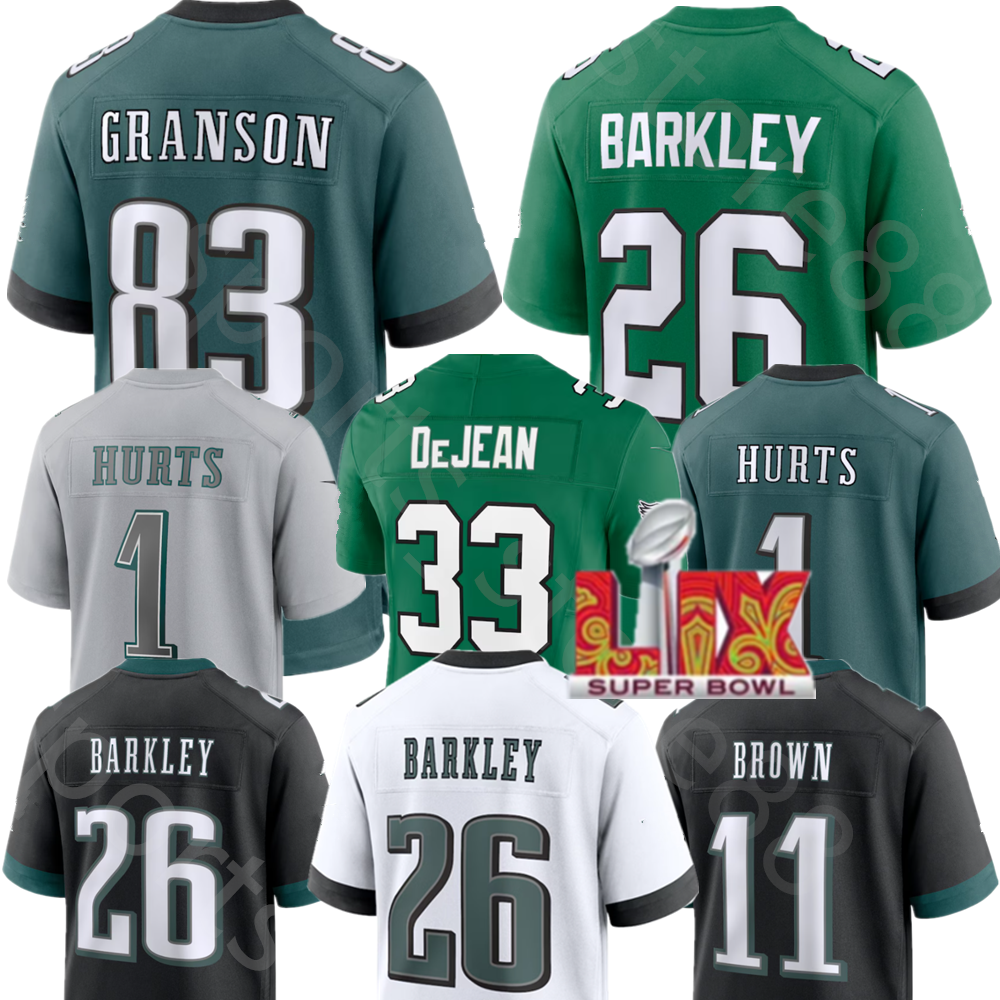 26 Barkley Football Jersey Hurts Kelce Brown Smith Dawkins Goedert Mailata DeJean Mitchell Gardner-Johnson Blankenship