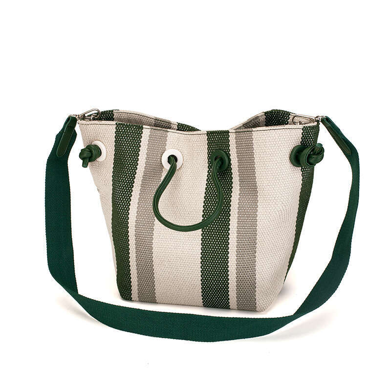 Autum Ad Witer New Korea Cavas Bucket Bag Wome's Oe Shoulder Diagoal Straddle Hadbag With Cotrast Color